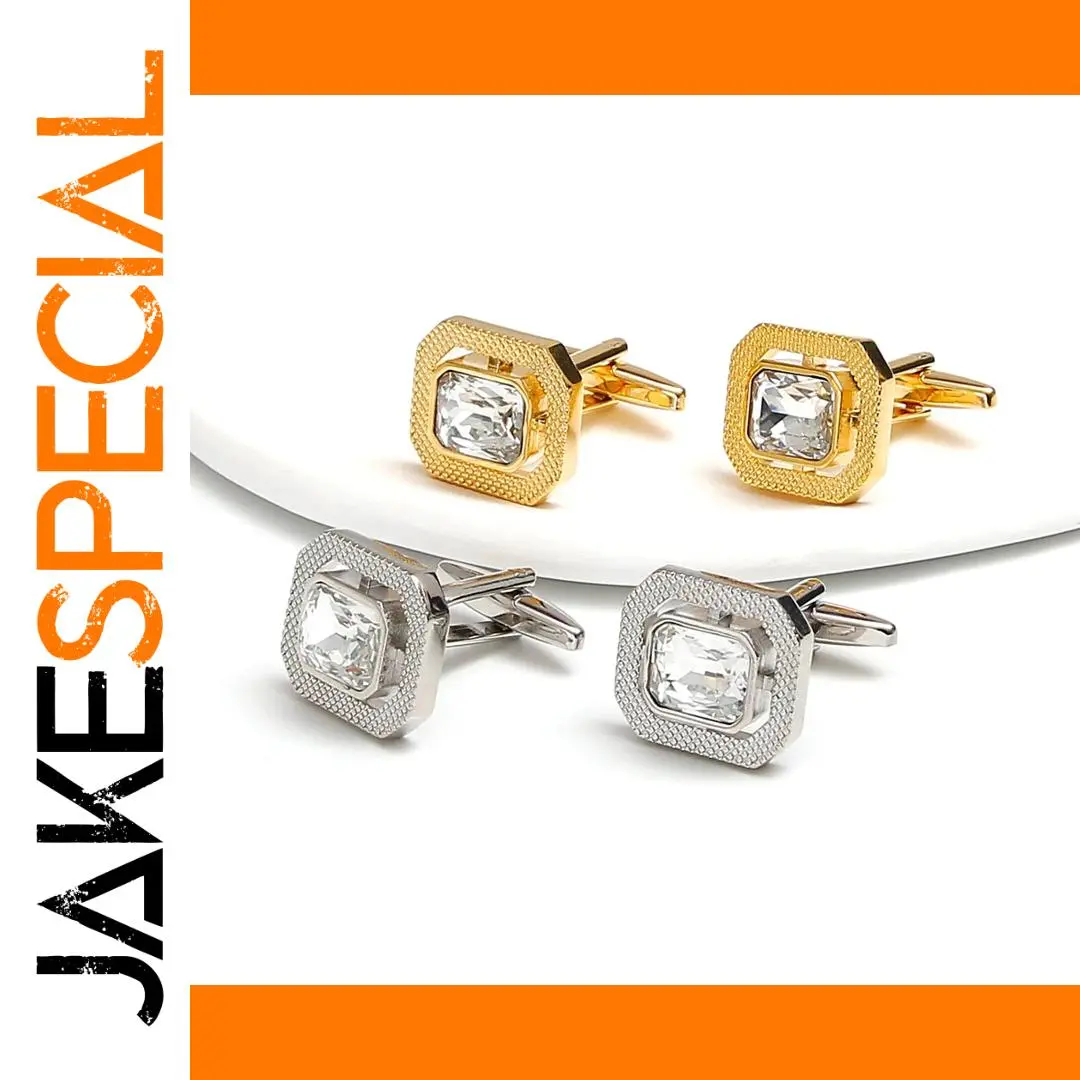 Elegant Square Men's Cufflinks with Faceted Gem 1 Elegant Square Men's Cufflinks with Faceted Gem