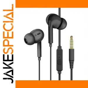 Black Wired In-Ear Earphones for iPhone, Xiaomi, Huawei
