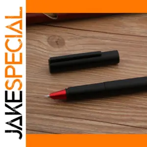 Matte Black Metal Fountain Pen with Red Tip