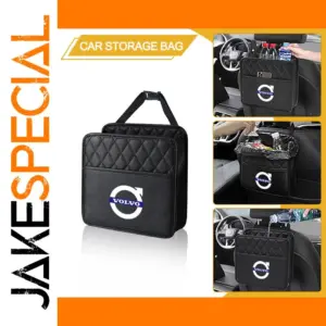 Black PU Leather Car Seat Organizer 25x25.5x8 cm