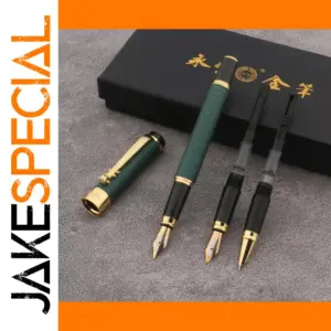 Premium Green Metal Fountain Pen Set with Interchangeable Nibs