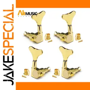 4-Pack Electric Bass Tuning Pegs in Black, Gold, Chrome