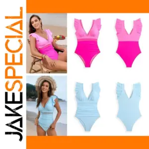 High-Waist Flounce Monokini in Vibrant Colors