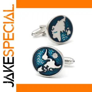 Map-Themed Silver Cufflinks for Men