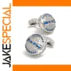 Silver and Blue Vintage-Style Cufflinks for Men