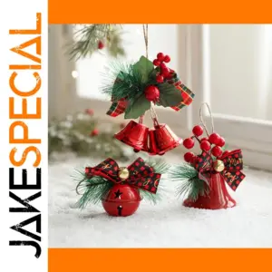 Festive Red Metal Christmas Bell Ornament