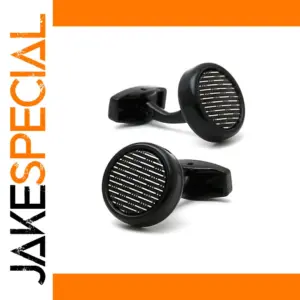 Black Circular Striped Matte Cufflinks for Men & Women