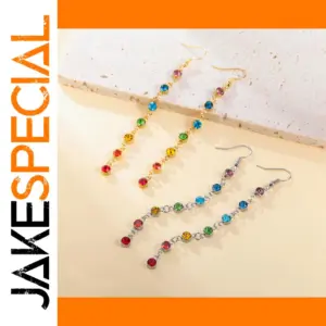 7 Chakra Rhinestones Drop Earrings in Stainless Steel