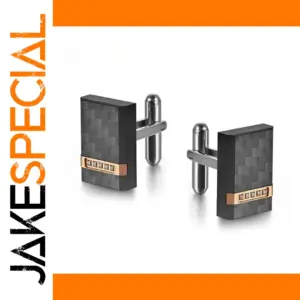 Decorative Rectangular Cufflinks with Rose Gold Accent