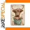Rustic Highland Cow Metal Sign in Three Sizes
