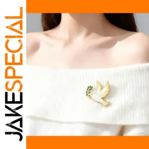 Stainless Steel Enamel Dove of Peace Brooch