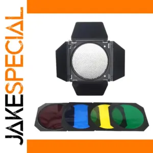 Studio Flash Barn Door Kit with Honeycomb Grid and Color Gels