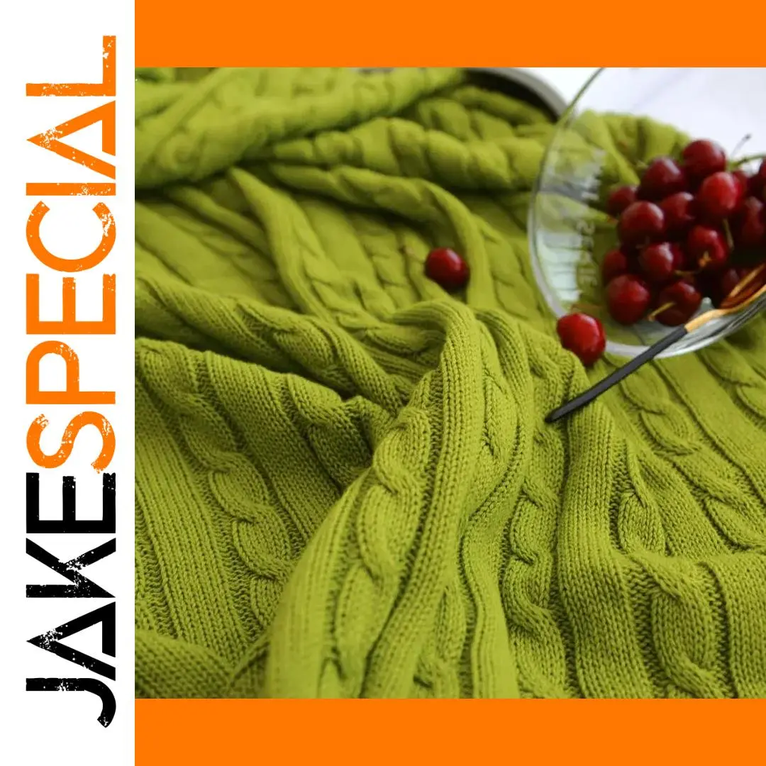 Vibrant Lime Green Cotton Knitted Blanket 1 Vibrant Lime Green Cotton Knitted Blanket