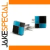 Blue-Black Checkerboard Cufflinks for Men and Women