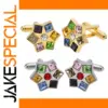 Star-Shaped Alloy Cufflinks with Gemstones
