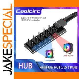 COOLCIRC 4Pin PWM Fan Hub Splitter for PC Fans