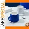 Blue Splash Ink 500ml Ceramic Mug with Spoon