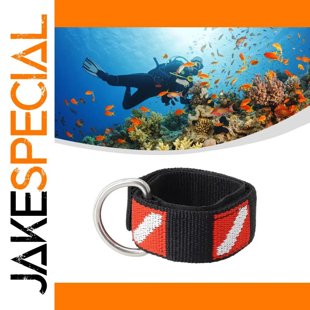 Black Nylon Dive Wrist Strap with Red White Stripe 1 Black Nylon Dive Wrist Strap with Red White Stripe