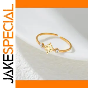 Stainless Steel Witch Knot Ring with Zircon Accents