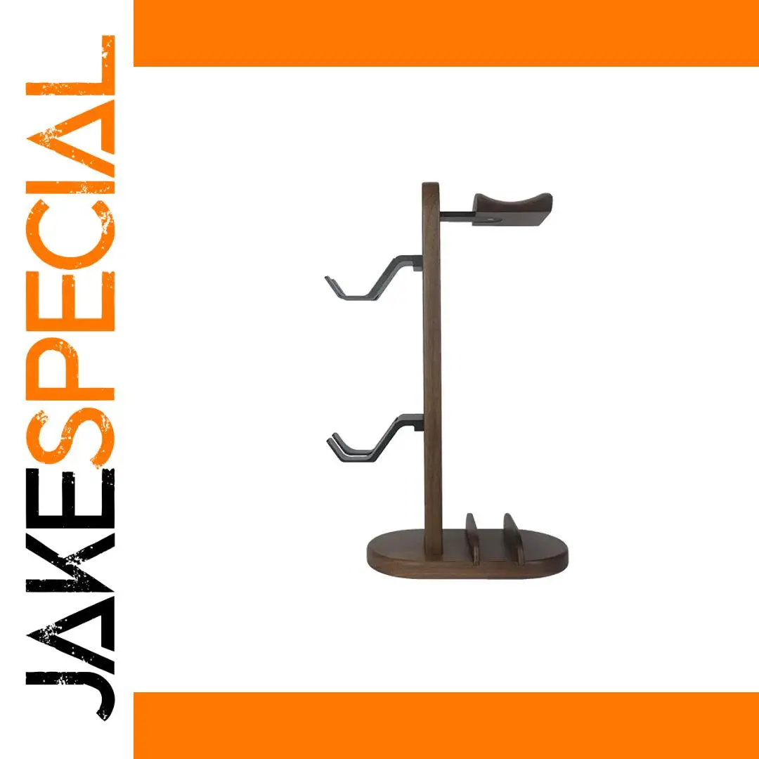 Walnut Wood Headphone Stand with Aluminum Support 1 Walnut Wood Headphone Stand with Aluminum Support