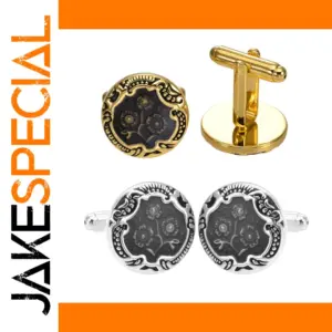 Vintage Floral Gold and Silver Cufflinks Set
