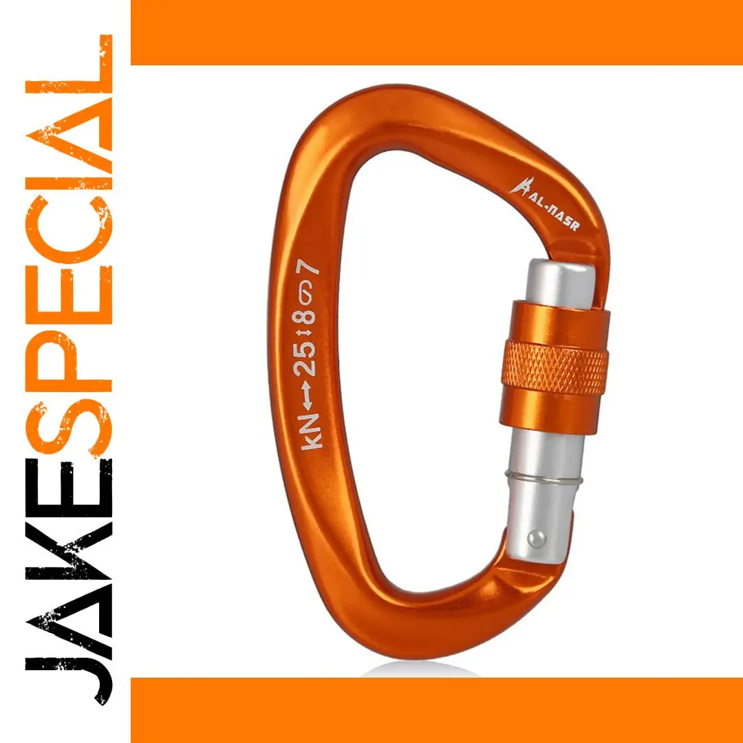 Orange D-Shaped Climbing Carabiner 25KN 1 Orange D-Shaped Climbing Carabiner 25KN