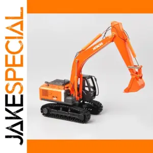 Vibrant Orange Diecast Excavator Model