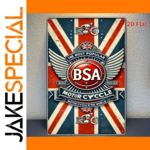 Vintage Motorcycle Union Jack Tin Sign