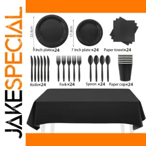 Black Disposable Party Tableware Set