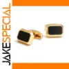 Gold and Black Square Cufflinks for Men