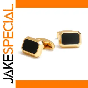 Gold and Black Square Cufflinks for Men