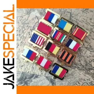 Vintage Metal Ribbon Badge with Regional Motifs