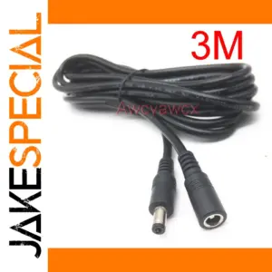 Black DC Extension Cable 1m-5m for 12V Devices