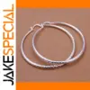 Elegant 925 Silver Hoop Earrings, 7cm Diameter