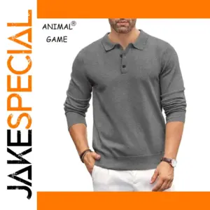 Men's Light Gray Knitted Polo Shirt