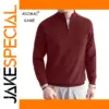 Men's Knitted Polo Sweater in Wine Red