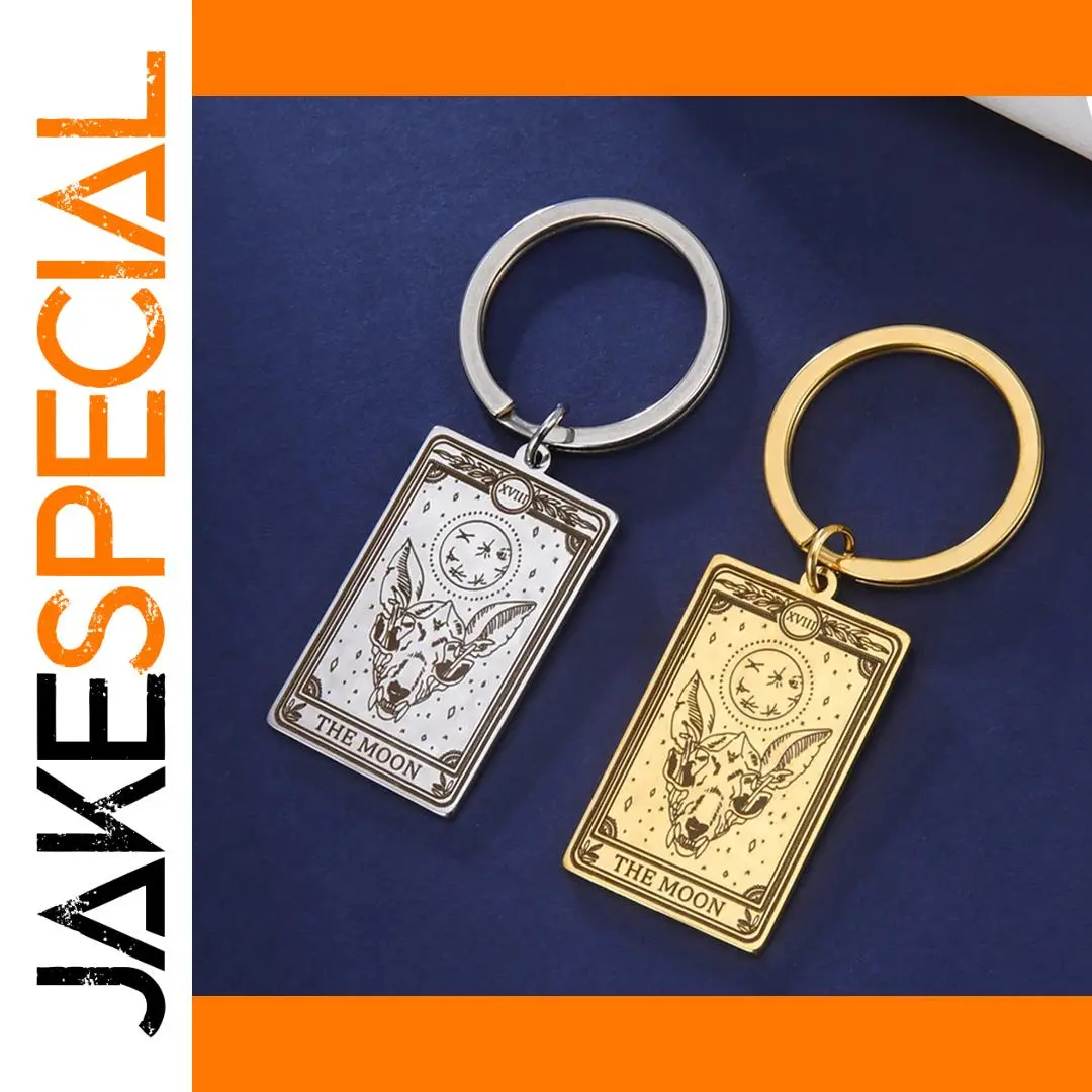 Stainless Steel Moon Tarot Keychain 1 Stainless Steel Moon Tarot Keychain