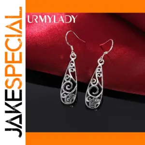 Vintage Silver Drop Earrings with Filigree Design