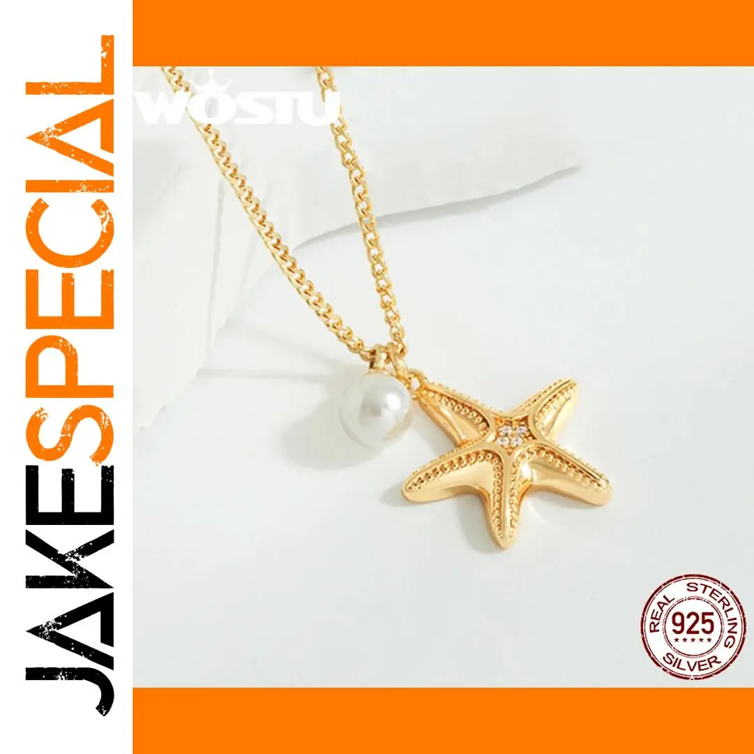 Sterling Silver Starfish Necklace with Pearls 1 Sterling Silver Starfish Necklace with Pearls