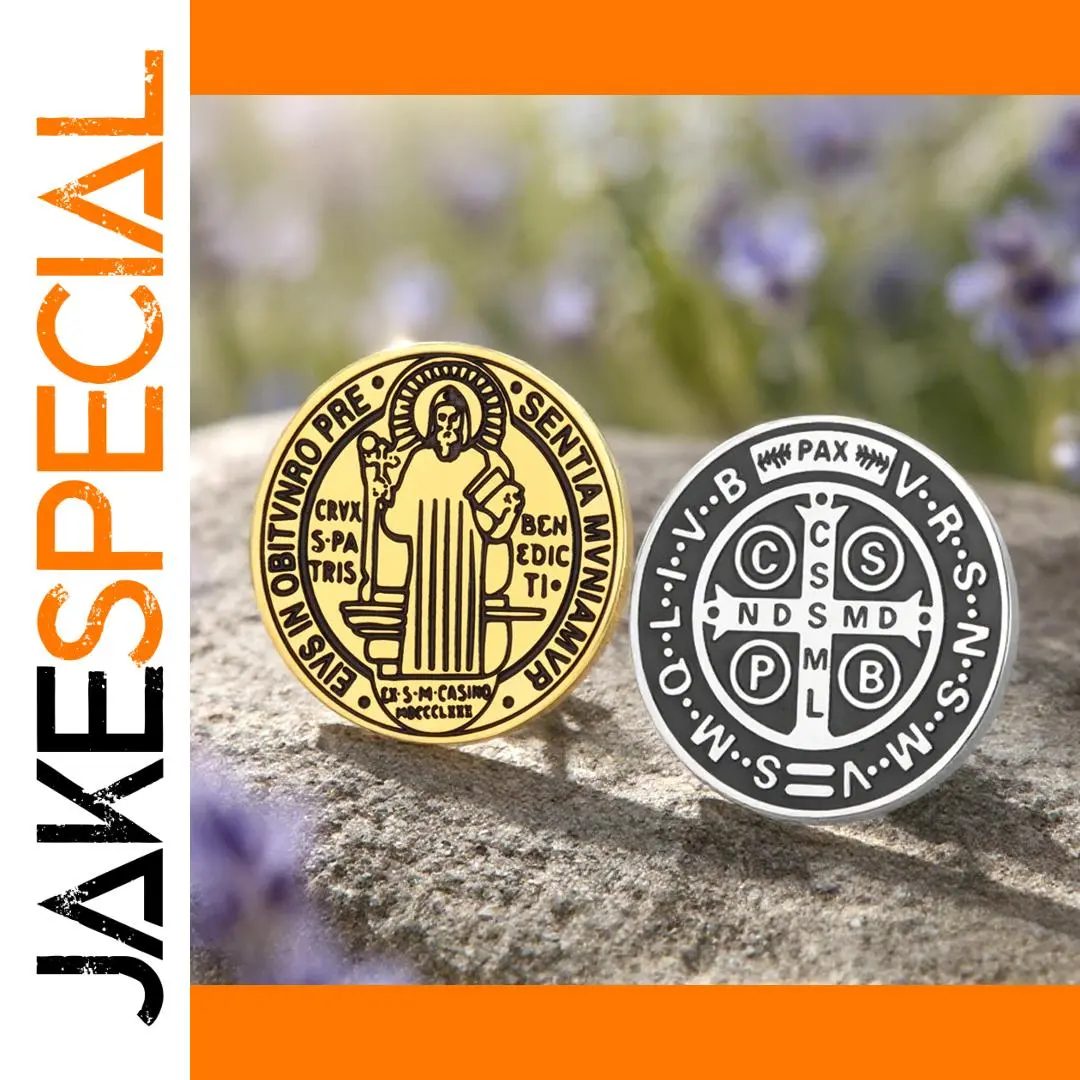 Stainless Steel Saint Benedict Brooch 25x25 mm 1 Stainless Steel Saint Benedict Brooch 25x25 mm