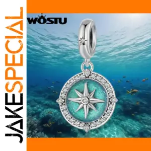 925 Sterling Silver Compass Pendant Charm