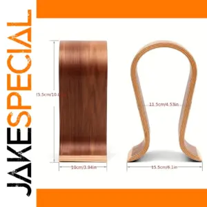 Walnut U-Shaped Headphone Stand 25x14x10cm