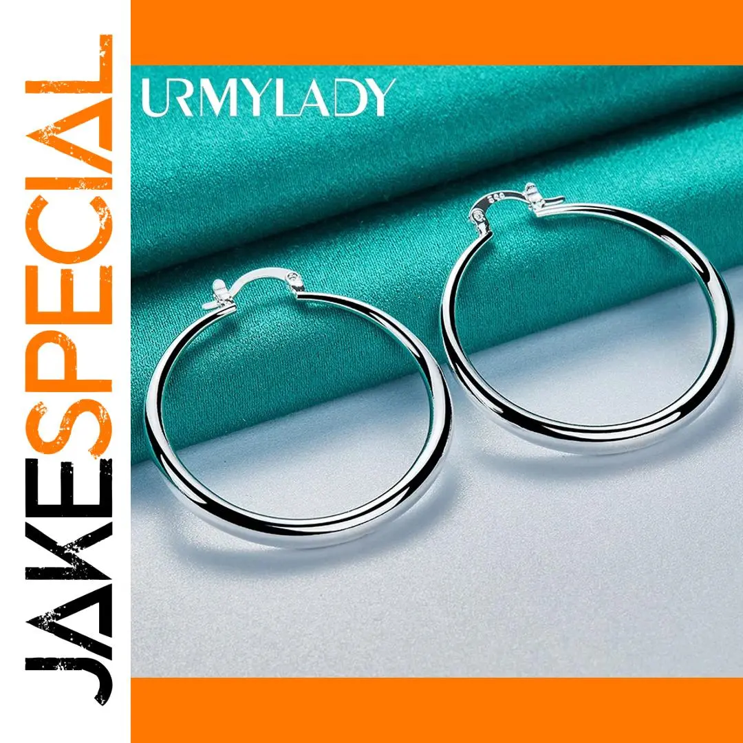 40mm Sterling Silver Hoop Earrings 1 40mm Sterling Silver Hoop Earrings