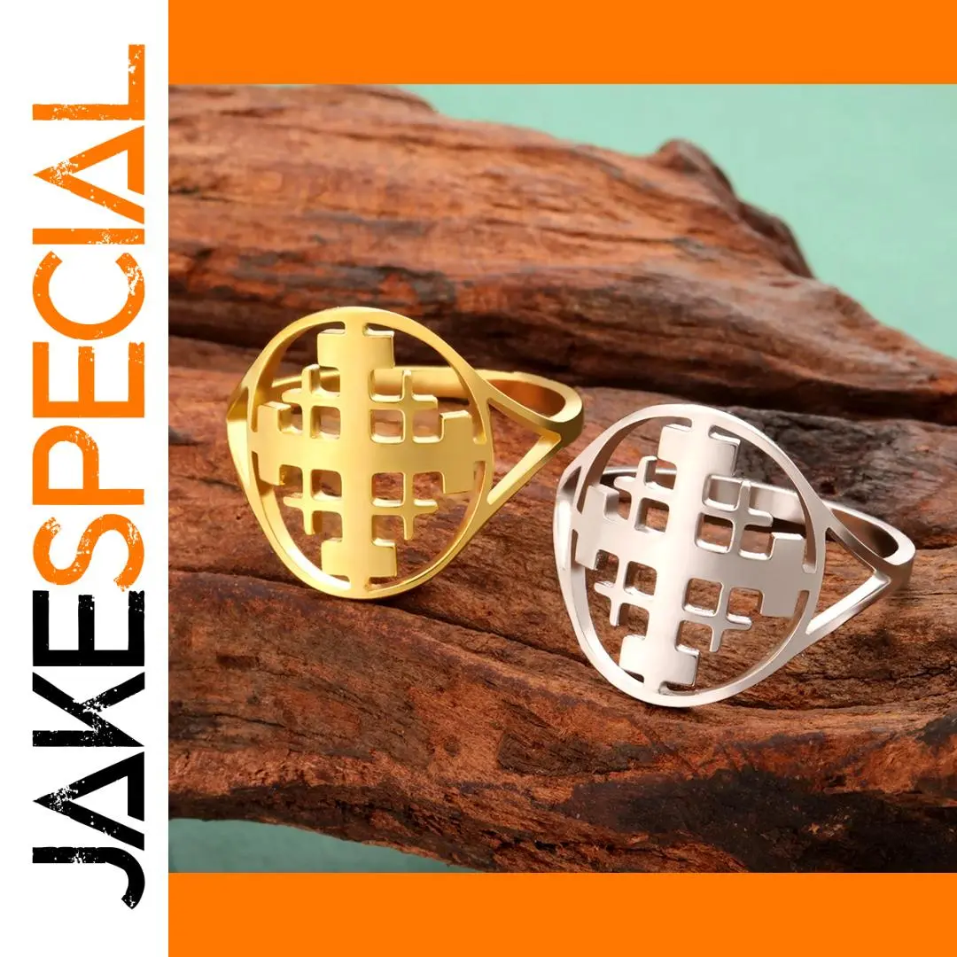 Stainless Steel Jerusalem Cross Ring for Faith 1 Stainless Steel Jerusalem Cross Ring for Faith