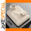 Men's Heavyweight Cable-Knit Turtleneck Sweater in Beige