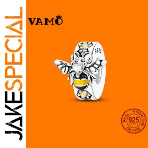 Silver Bee Charm Bead for Bracelets KSC394