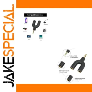 Dual 3.5mm TRRS Headphone Microphone Splitter for Devices