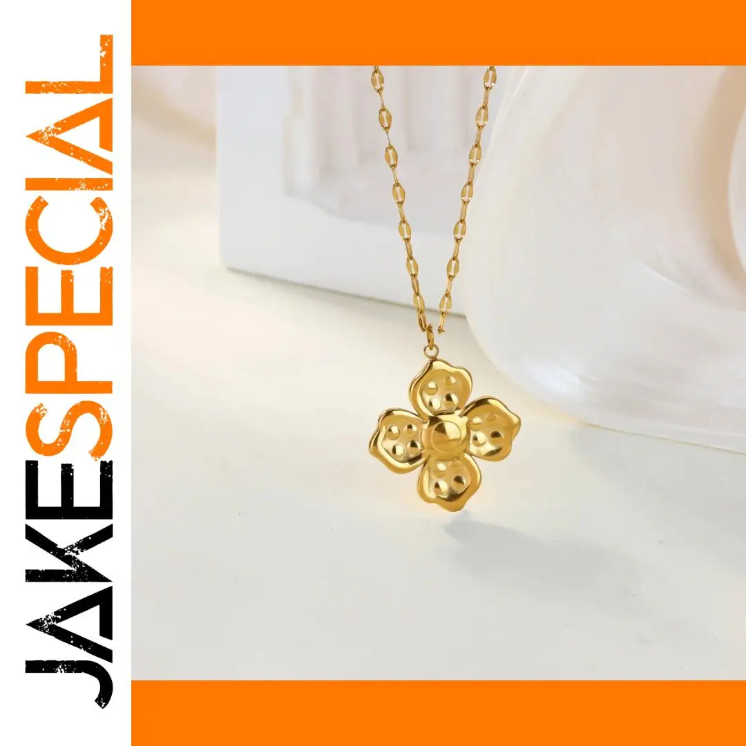 Elegant Gold Stainless Steel Women’s Necklace with Clover 1 Elegant Gold Stainless Steel Women’s Necklace with Clover