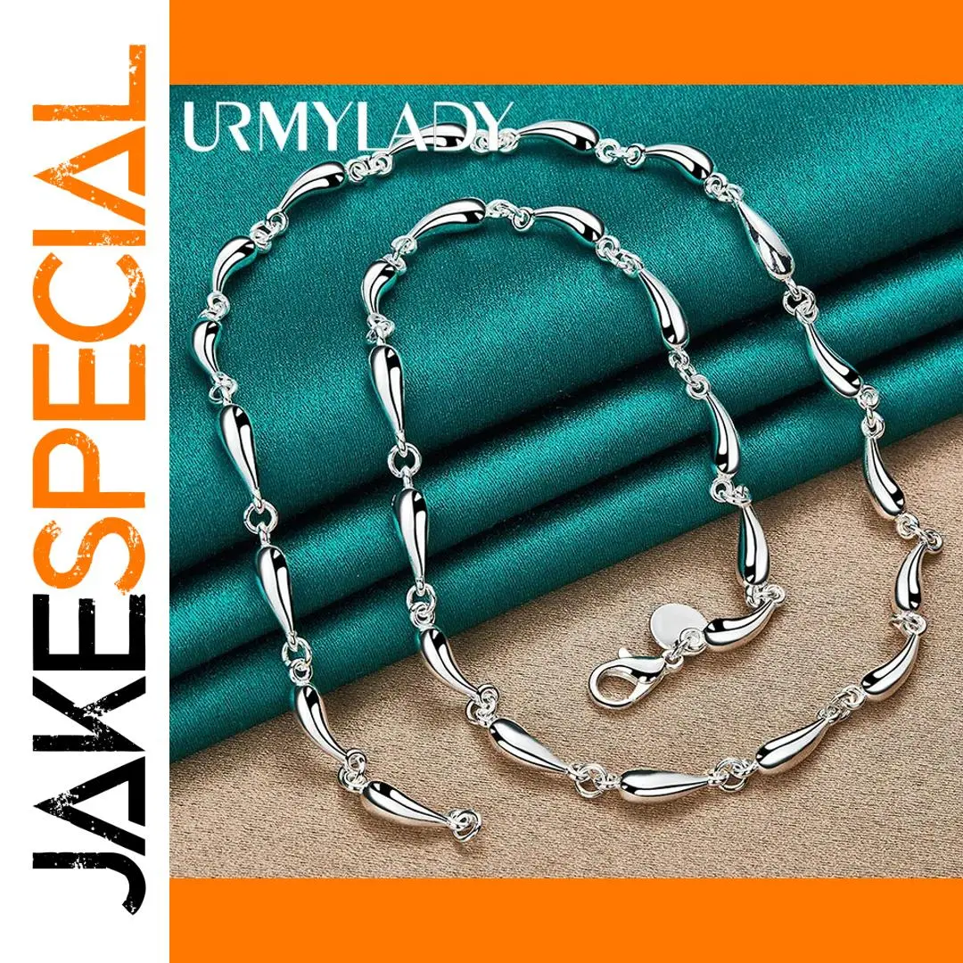 Sterling Silver Water-Drop Necklace, 18" 1 Sterling Silver Water-Drop Necklace, 18"