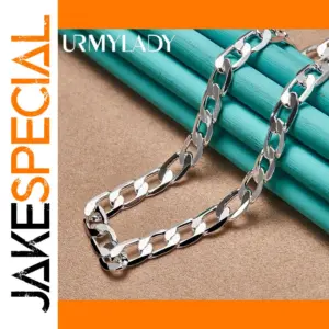 Unisex 8mm Sterling Silver Chain Necklace